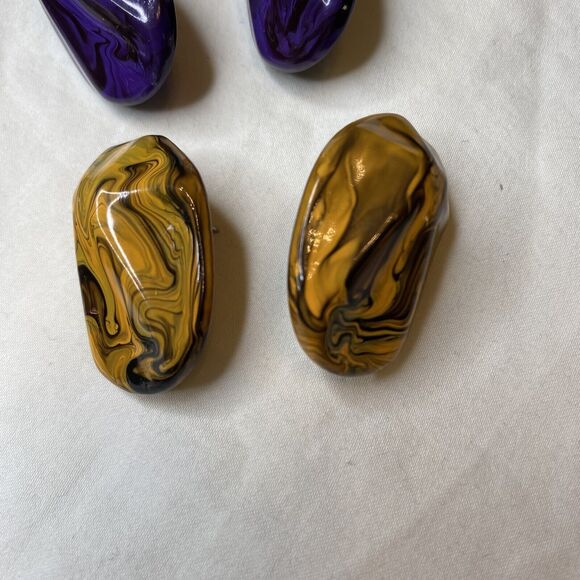 Vintage 80's Earrings Acrylic Pour Paint Stud Post 1"  Fashion Express Bundle - Picture 3 of 6